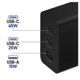 Boîtier chargeur Samsung 65W - Super Fast Charging 2.0 - 2×USB-C + USB-A - Garantie 3 mois