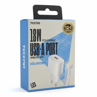 Chargeur Tecno 18W - Boîtier + cordon USB-A vers Type-C - Garantie 3 mois