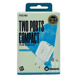 Chargeur Tecno TCD-E21D 20W - Boîtier + cordon USB-A vers Type-C - Garantie 3 mois