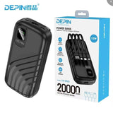 Powerbank DEPIN LD-15S1 - 20000mAh - Câbles intégrés - Affichage LED - Garantie 3 mois