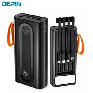 Powerbank DEPIN LD-19S3 - 20000mAh - 12W - Câbles intégrés - Affichage LED - Garantie 3 mois