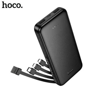Powerbank HOCO J163 - 10000mAh - Câbles intégrés Type-C + Lightning + Micro-USB - Garantie 3 mois