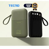 Powerbank Tecno L101Q - 10000mAh - 22.5W - Câbles intégrés - Stand intégré - Garantie 3 mois