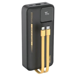 Powerbank Tecno TPB-P204 - 20000mAh - Câbles intégrés - Affichage LED - Garantie 3 mois