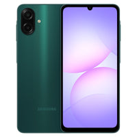 Samsung Galaxy A07s 64Go coloris Vert, face chevauchant le dos