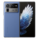 Tecno Phantom V Fold2 5G 512Go coloris Bleu, déplié, vue de dos et écran principal