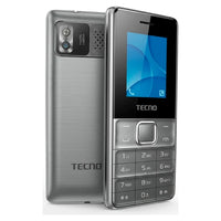 Téléphone à touches Tecno T102 gris, écran 1,77 pouce et clavier physique