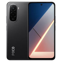 Xiaomi Poco M7 128Go coloris Noir, vue de dos et écran allumé