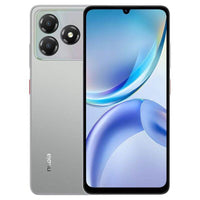 ZTE Blade A36 64Go coloris Argent, vue de dos et écran allumé