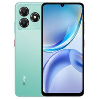 ZTE Blade A36 64Go coloris Vert, vue de dos et écran allumé